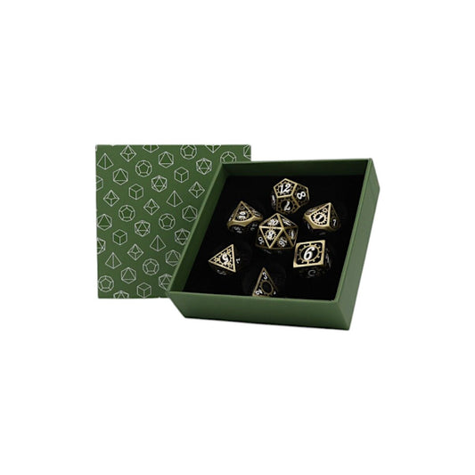 LPG METAL RPG DICE SET - CLOCKWORK SUN TARNISHED GOLD