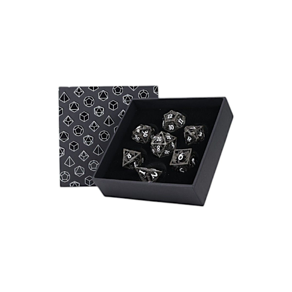 LPG METAL RPG DICE SET - HOLLOW DRAGON BLACK