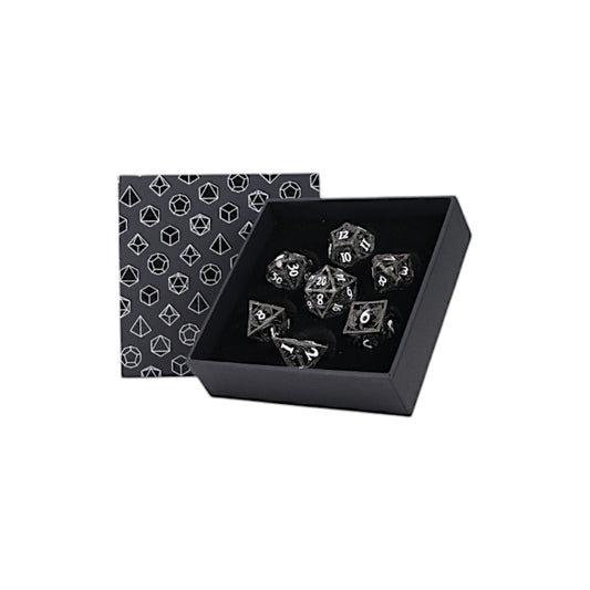 LPG METAL RPG DICE SET - HOLLOW DRAGON BLACK