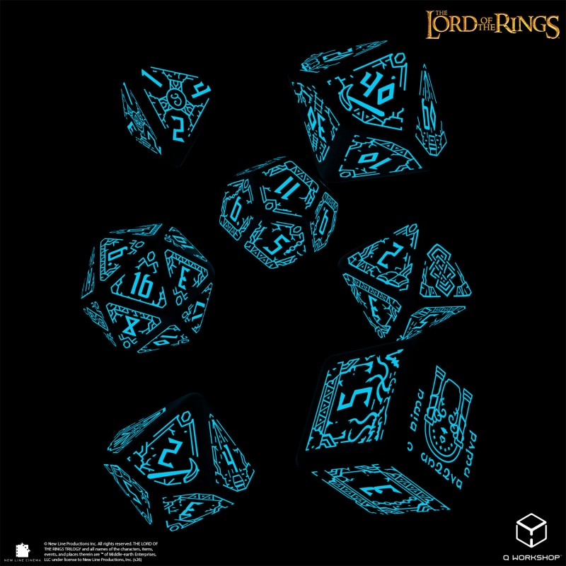 THE LORD OF THE RINGS MORIA DICE SET - GLOW IN THE DARK