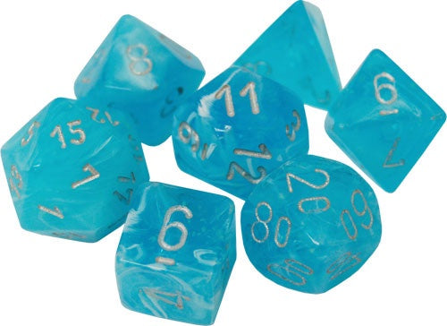 CHESSEX 7 DIE POLYHEDRAL DICE SET: LUMINARY SKY WITH SILVER
