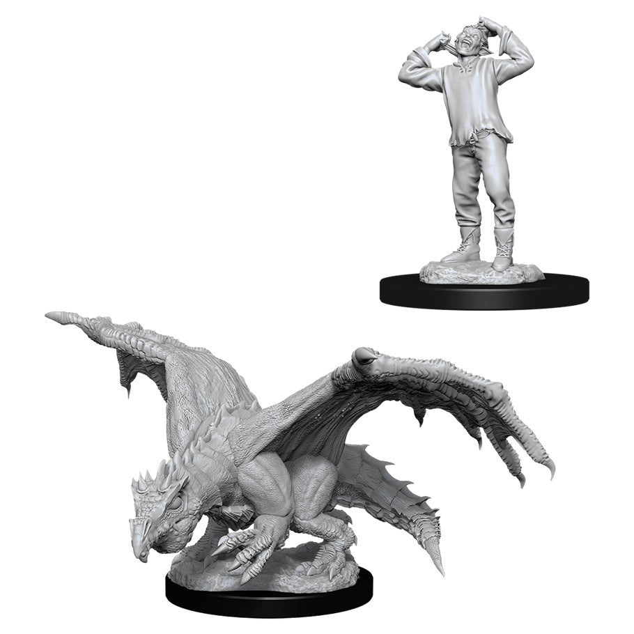 DUNGEONS & DRAGONS NOLZUR'S MARVELOUS UNPAINTED MINI: GREEN DRAGON WYRMLING AND AFFLICTED ELF