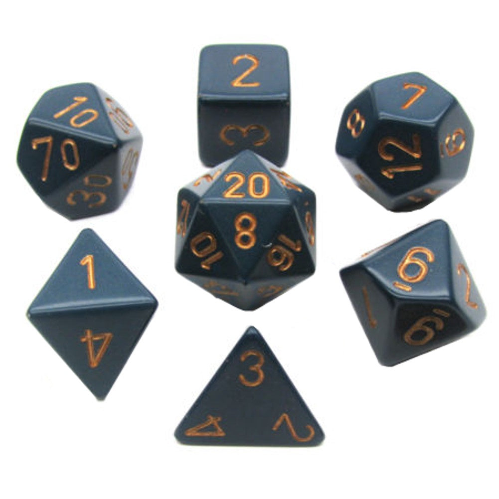 CHESSEX 7 DIE POLYHEDRAL DICE SET: OPAQUE DUSTY BLUE/COPPER