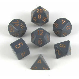 CHESSEX 7 DIE POLYHEDRAL DICE SET: OPAQUE DARK GREY/COPPER