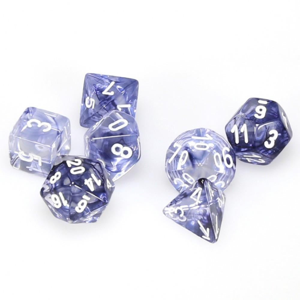 CHESSEX 7 DIE POLYHEDRAL DICE SET: NEBULA BLACK WITH WHITE