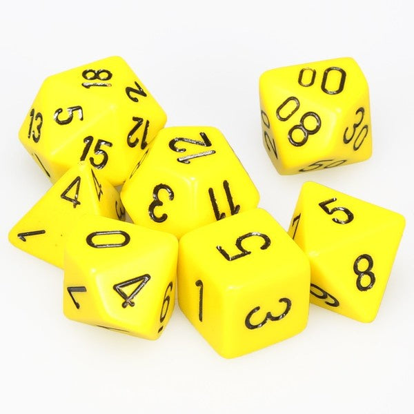 CHESSEX 7 DIE POLYHEDRAL DICE SET: OPAQUE YELLOW/BLACK