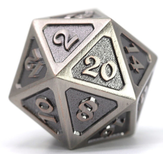 DIE HARD BATTLEWORN SILVER METAL D20