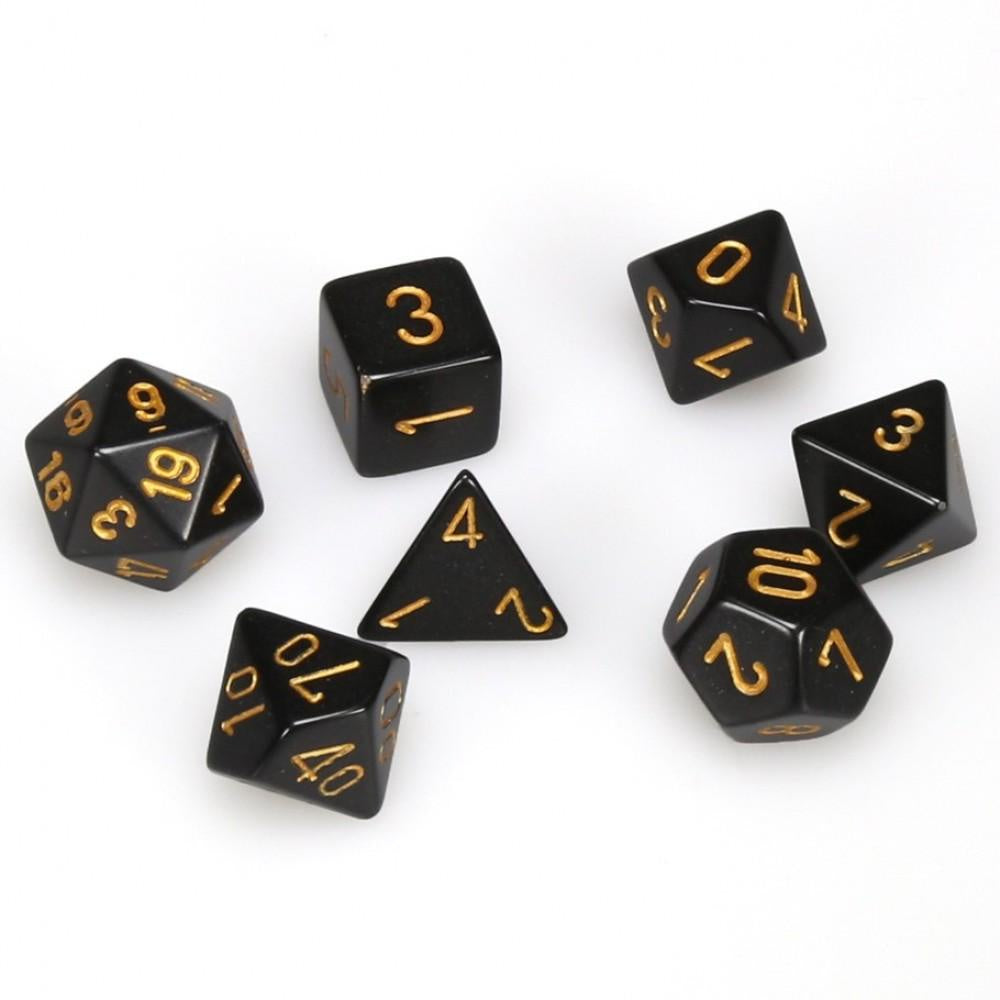 CHESSEX 7 DIE POLYHEDRAL DICE SET: OPAQUE BLACK/GOLD