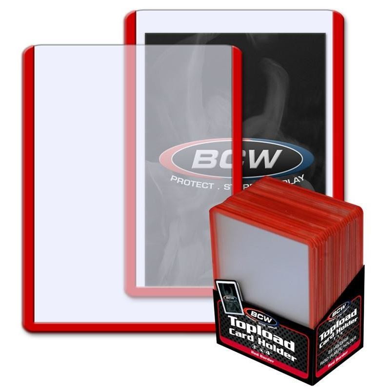 BCW 3 x 4 INCH TOPLOADER - RED BORDER
