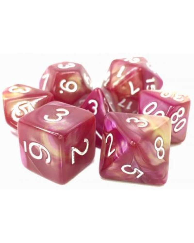 TMG 7 DIE POLYHEDRAL DICE SET : SHARAZAD'S TALE YELLOW ROSE FUSION
