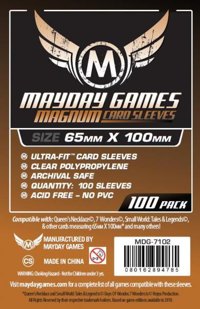 MAYDAY 100 PACK MAGNUM 65 X 100MM CARD SLEEVES