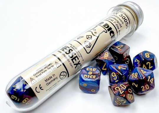 CHESSEX 7 DIE POLYHEDRAL DICE SET: LAB DICE Lustrous Azurite/Gold