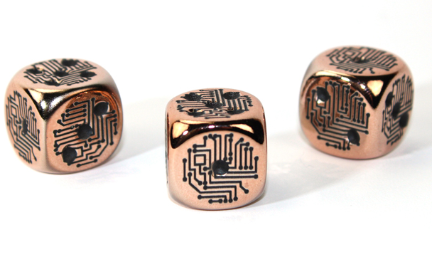 CHESSEX COPPER CIRCUIT DESIGN SINGLE D6 (METAL PLATED)