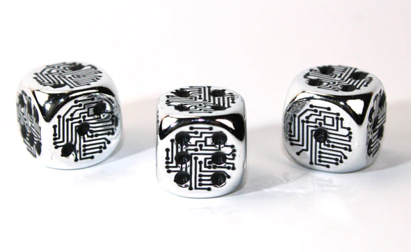 CHESSEX SILVER CIRCUIT DESIGN SINGLE D6 (METAL PLATED)