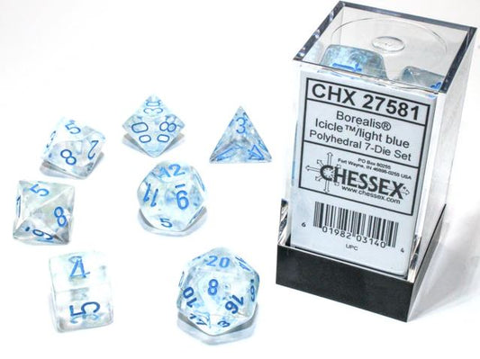 CHESSEX 7 DIE POLYHEDRAL DICE SET: BOREALIS ICICLE