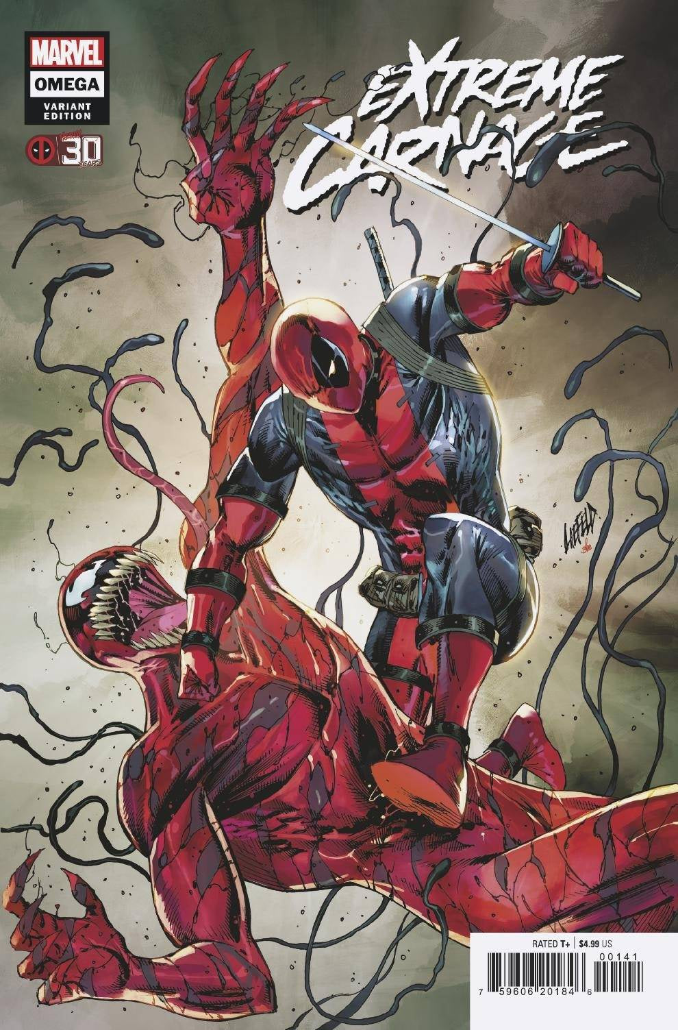 EXTREME CARNAGE OMEGA #1 LIEFELD DEADPOOL 30TH VARIANT