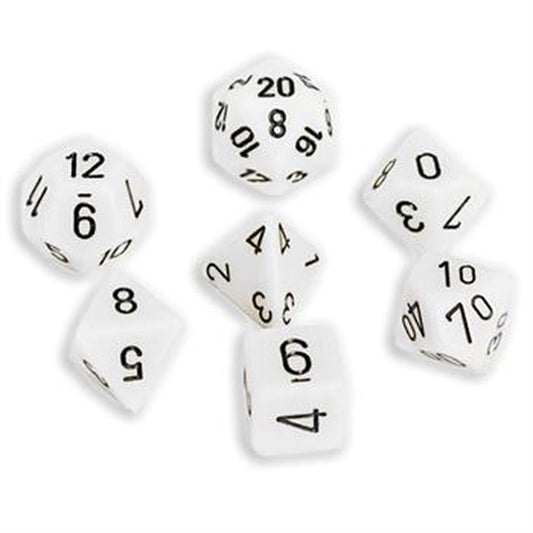 CHESSEX 7 DIE POLYHEDRAL DICE SET: OPAQUE WHITE/BLACK