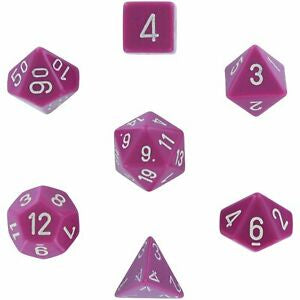 CHESSEX 7 DIE POLYHEDRAL DICE SET: OPAQUE LIGHT PURPLE/WHITE