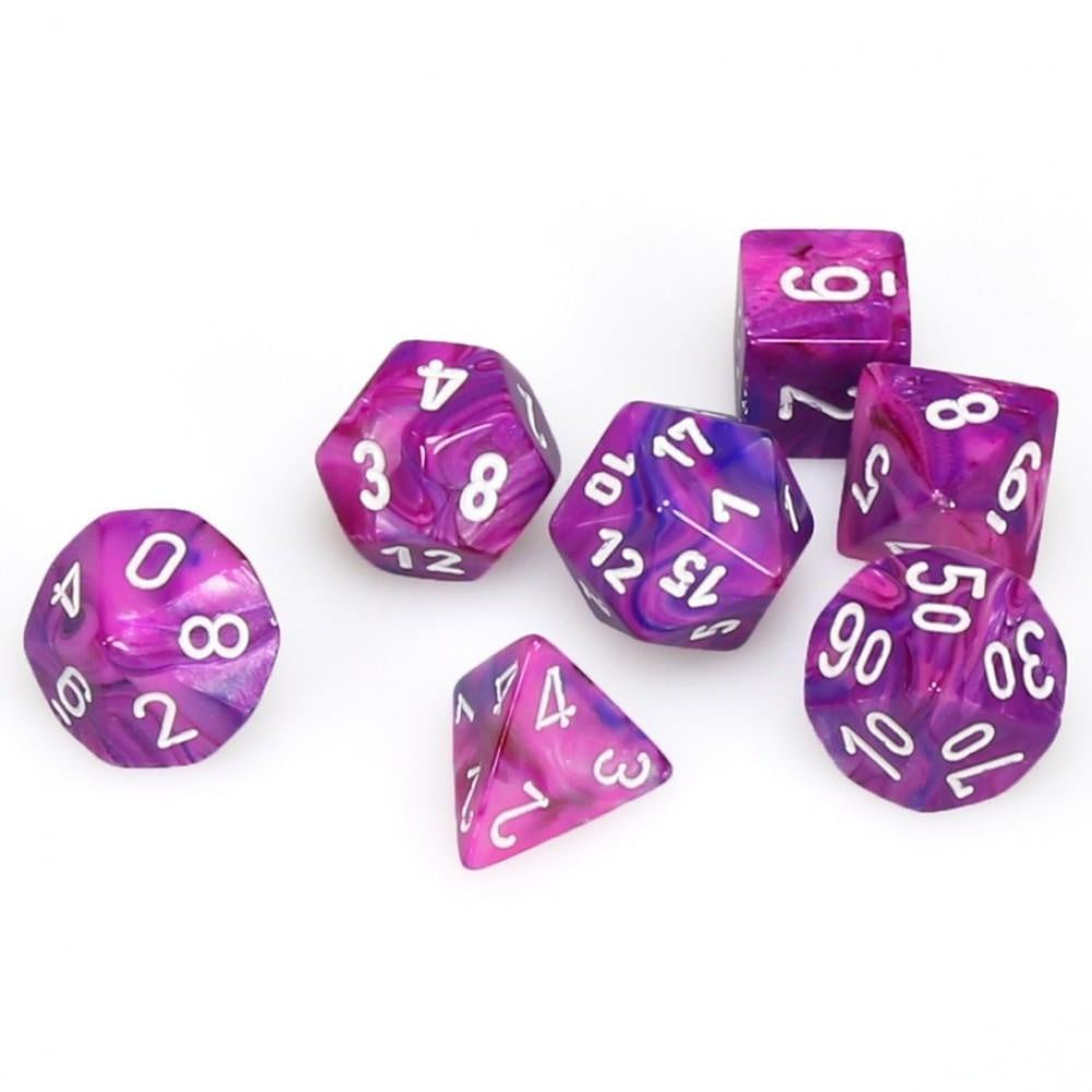 CHESSEX 7 DIE POLYHEDRAL DICE SET: FESTIVE VIOLET WITH WHITE