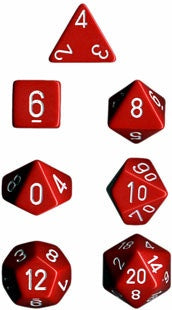 CHESSEX 7 DIE POLYHEDRAL DICE SET: OPAQUE RED/WHITE