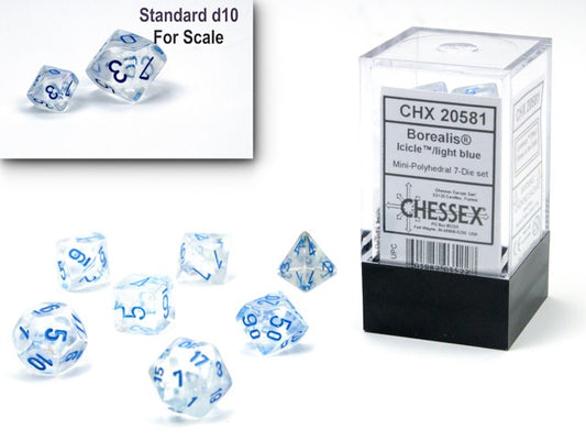 CHESSEX MINI 7 DIE POLYHEDRAL DICE SET: BOREALIS ICICLE