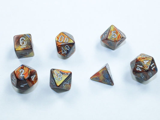 CHESSEX MINI 7 DIE POLYHEDRAL DICE SET: LUSTROUS GOLD/SILVER