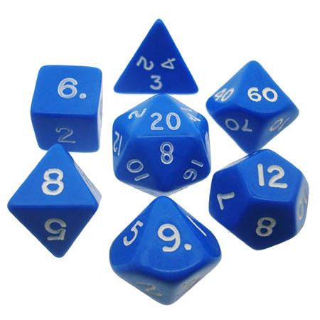 CHESSEX 7 DIE POLYHEDRAL DICE SET: OPAQUE BLUE/WHITE