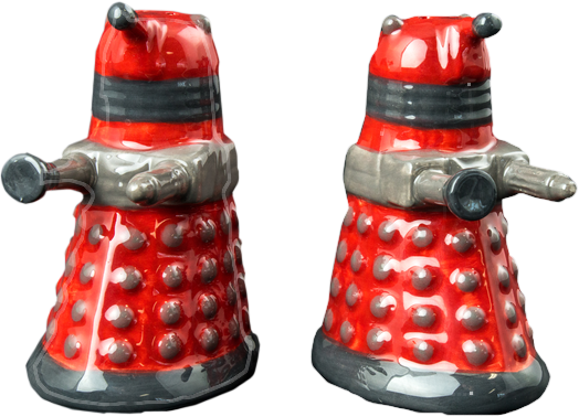 DOCTOR WHO DALEK CERAMIC SALT AND PEPPER SHAKER SET