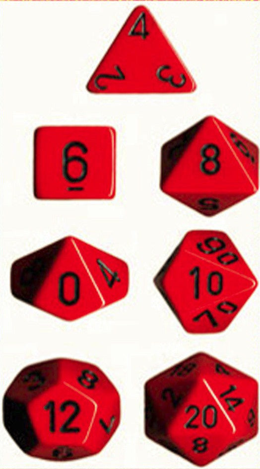 CHESSEX 7 DIE POLYHEDRAL DICE SET: OPAQUE RED/BLACK