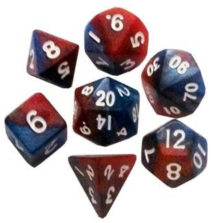 MDG MINI POLYHEDRAL DICE SET - RED/BLUE WITH WHITE