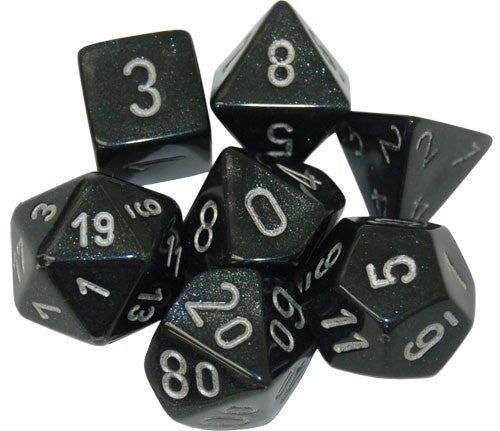 CHESSEX 7 DIE POLYHEDRAL DICE SET: BOREALIS SMOKE WITH SILVER